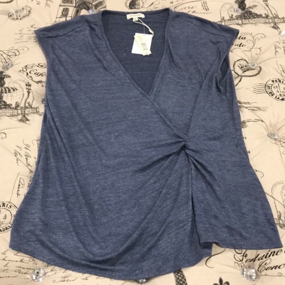 Max Studio Surplice Twist Front Cap Sleeve Top - Picture 5 of 5
